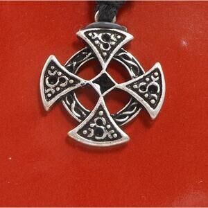 Vintage Celtic Vision Sacred Symbols Cross Necklace Pendant 24 Adjustable Cord